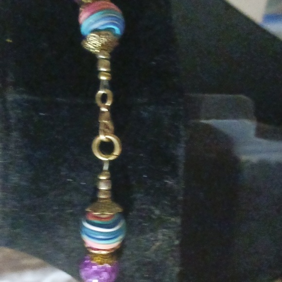 Vibrant Multicolor Beaded Necklace with Teardrop Pendant - Picture 4 of 4